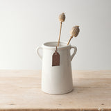 tall ceramic pot with handles white for you tag