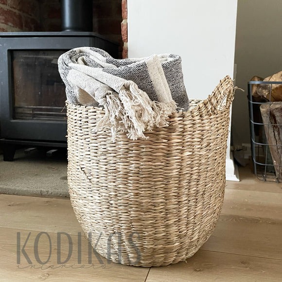 Woven Seagrass Storage Basket with Handles