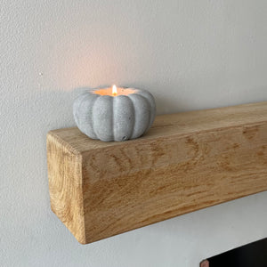 stone pumpkin candle holder in white