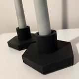 Black concrete candlestick holders