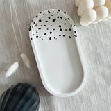 Dalmatian print concrete oval tray