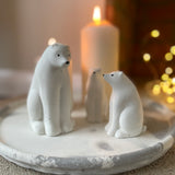 Polar bear family on Christmas centrepiece