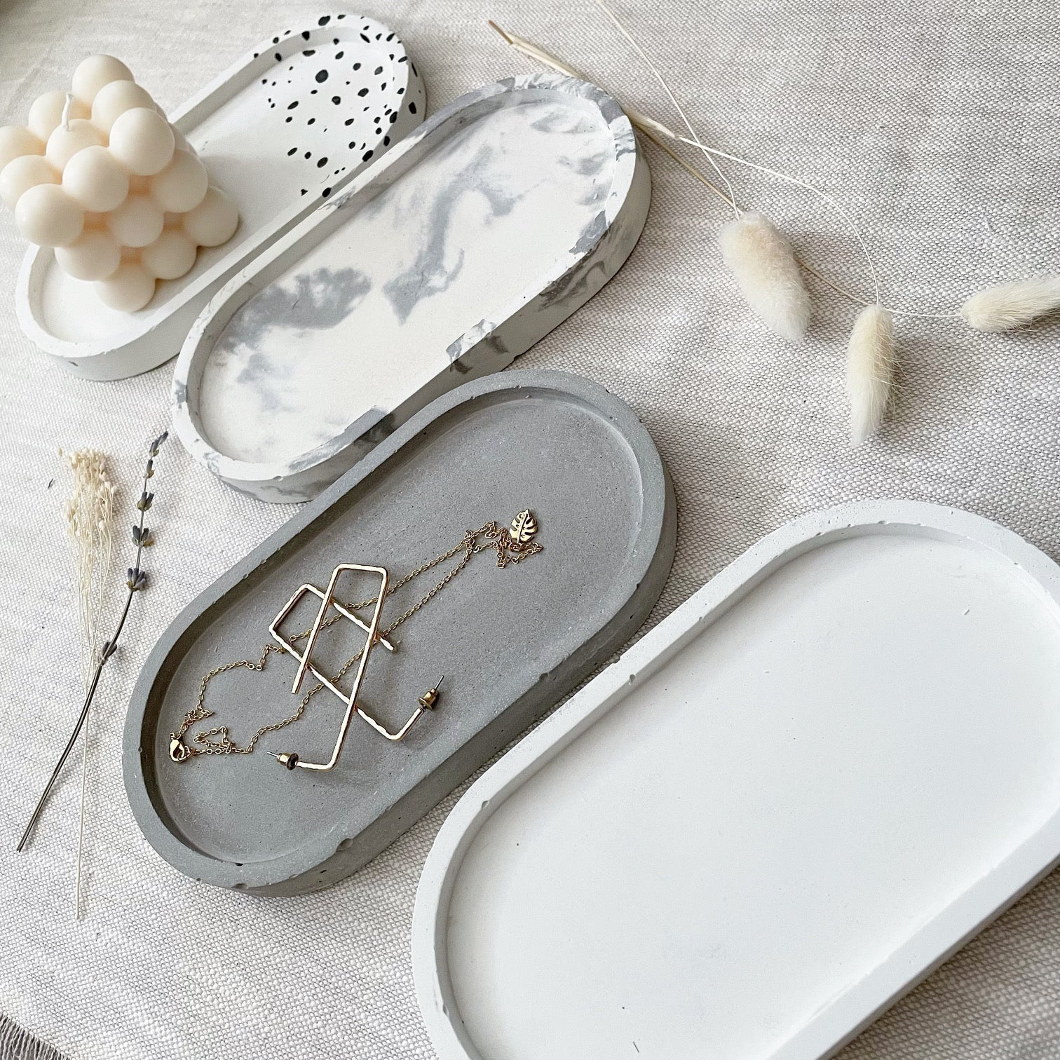 White marble and copper trinket dish