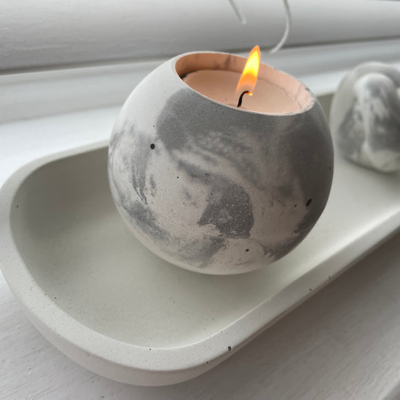 Concrete Sphere Tea Light Holder