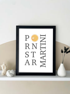 Pornstar Martini Text Wall Print. Cocktail print